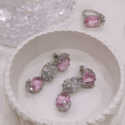 Divine Pink Set Earrings & Ring