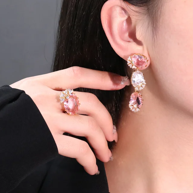 Divine Pink Set Earrings & Ring