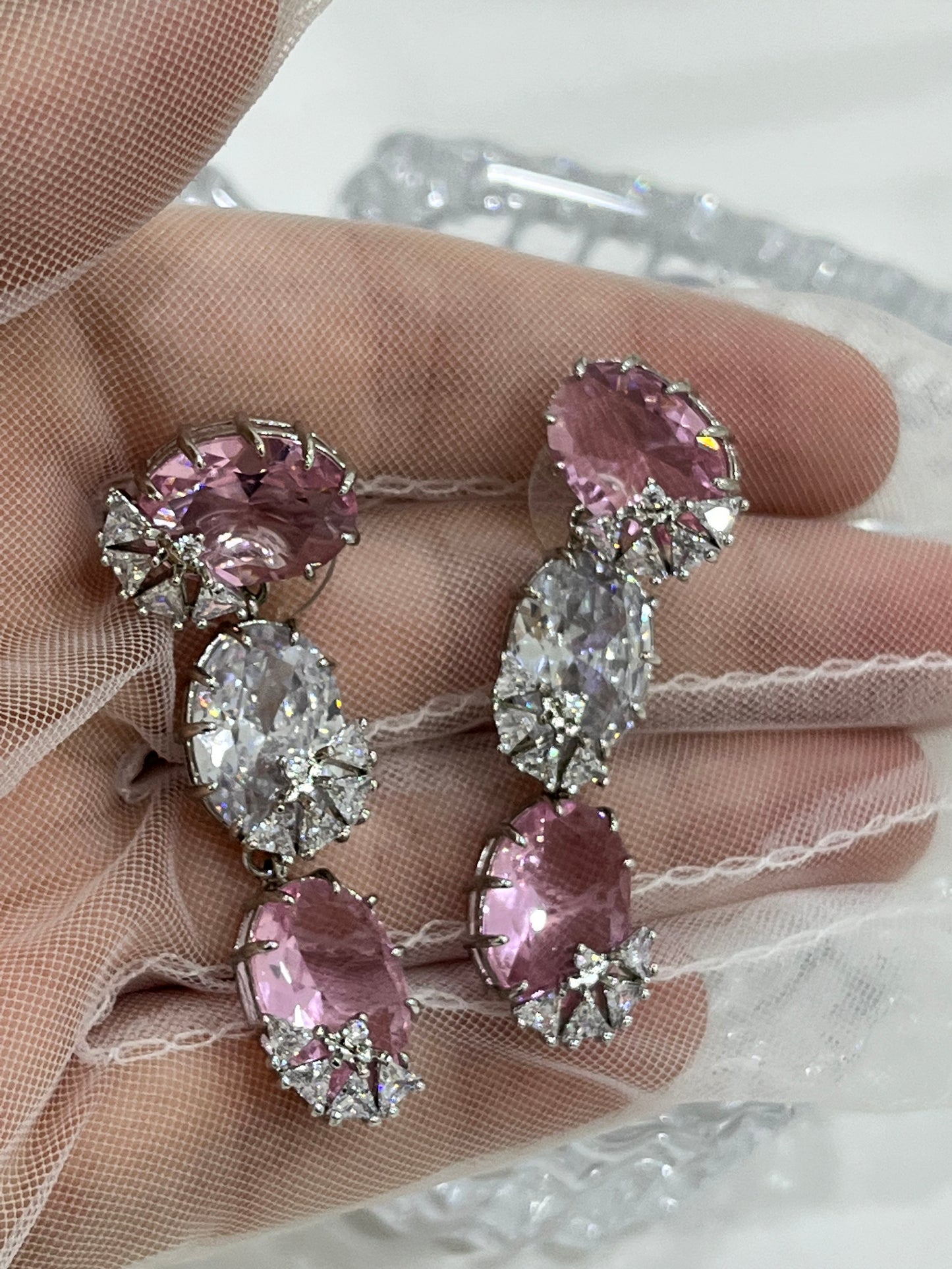 Divine Pink Set Earrings & Ring