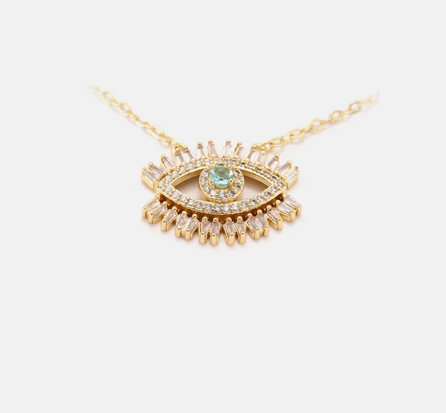 Green Gold Eye Necklace