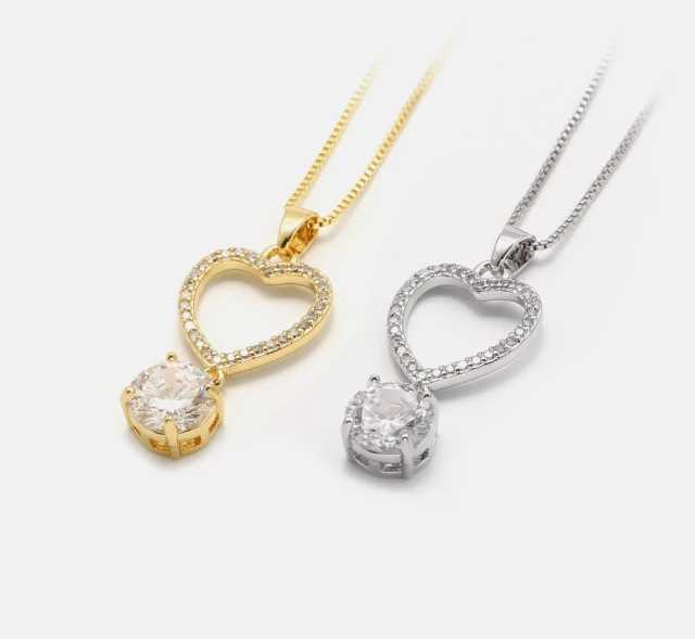 Diamond Heart Drop Necklace