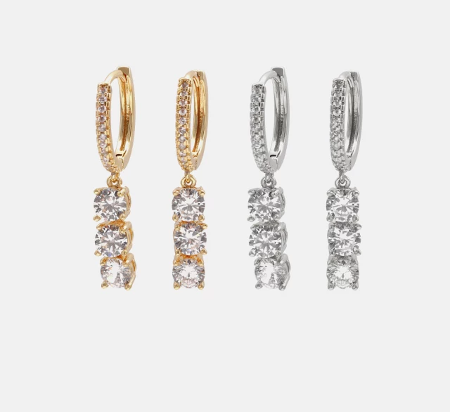 3 Drop of Diamonds Earrings