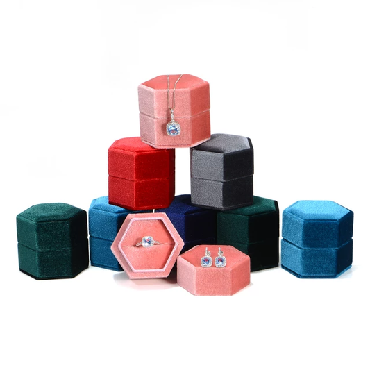 Hexagon Velvet Jewelry Gift Box