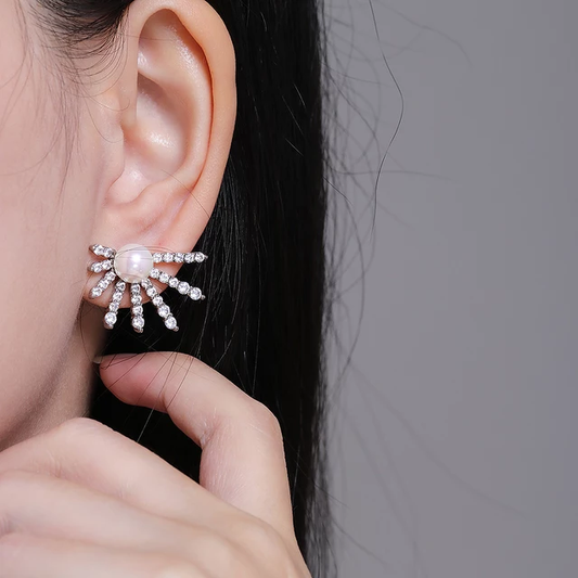 Half Star Pearl Earrings