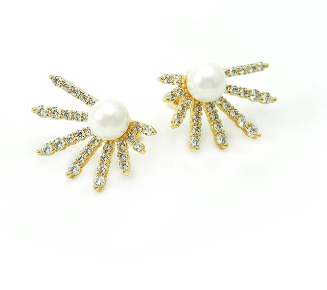 Half Star Pearl Earrings