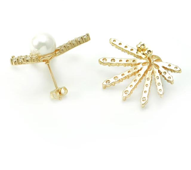 Half Star Pearl Earrings
