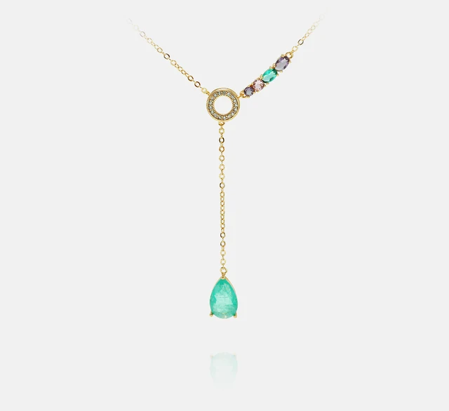 Colorful Crystal Pear Drop Necklace