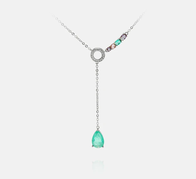 Colorful Crystal Pear Drop Necklace