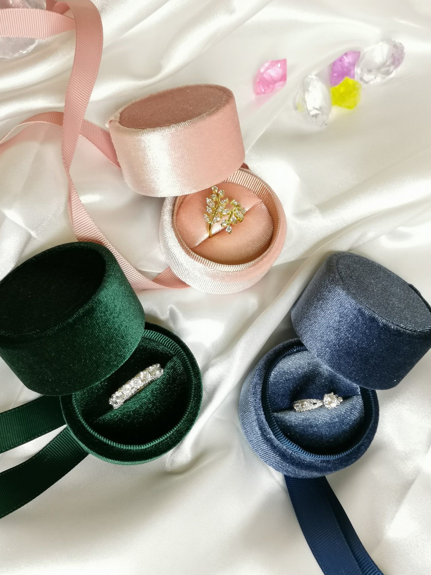 Velvet Jewelry Gift Box with Ribbon